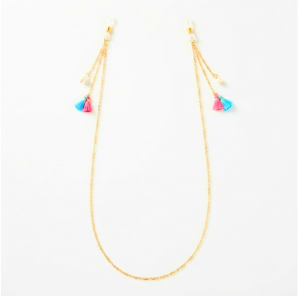 Brillenkette mit Kunstperlen und Quasten Gold Rosa 3 Stück