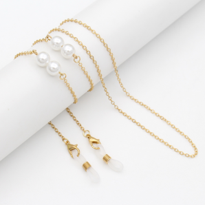 Brillenkette mit Kunstperlen Gold 3 Stück