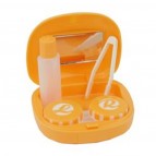 Sparset Kontaktlinsenbox mit Spiegel Orange 3 Stück