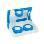 Sparset Kontaktlinsenbox mit Spiegel Blau/Weiß 5 Stück